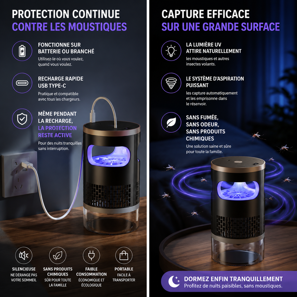 Lampe Anti-Moustiques Intelligente – Dormez Sans Moustiques